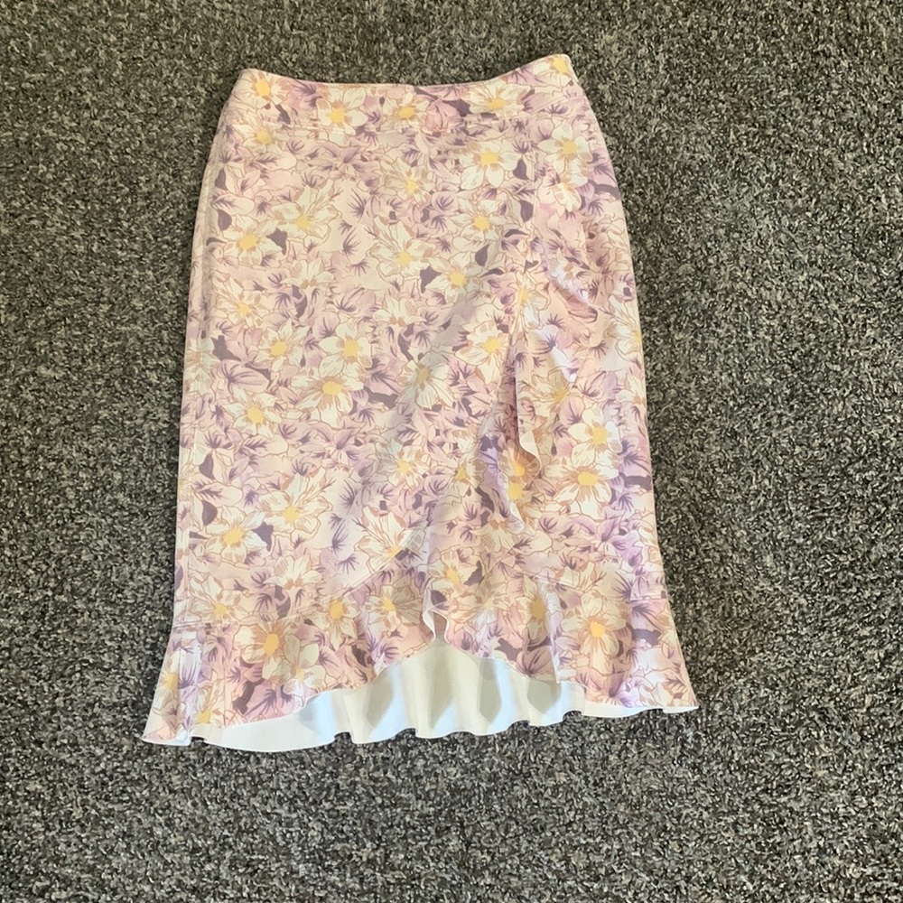 Anthropologie high waisted floral midi skirt